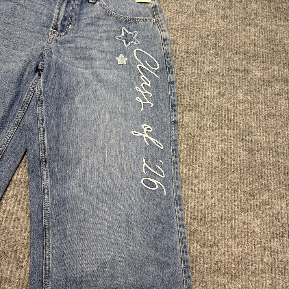 Hollister Low-Rise Baggy Jeans Womens 4 Light Wash Wide-Leg Stars 2026 Denim - Picture 3 of 13